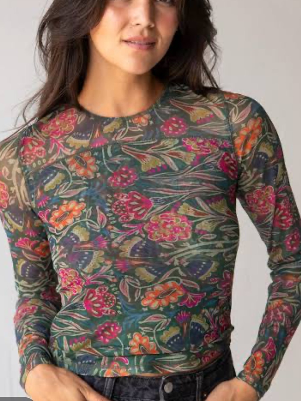 Natural Life Floral Mesh Top Sheer Floral Long Sleeve
Top Sloane Mesh small